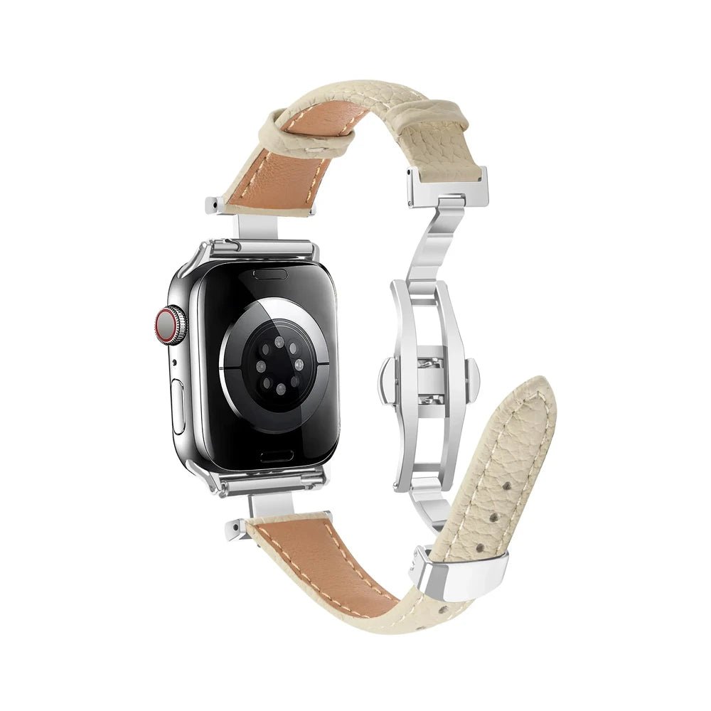 Damen Echtes Leder & Edelstahlarmband für Apple Watch