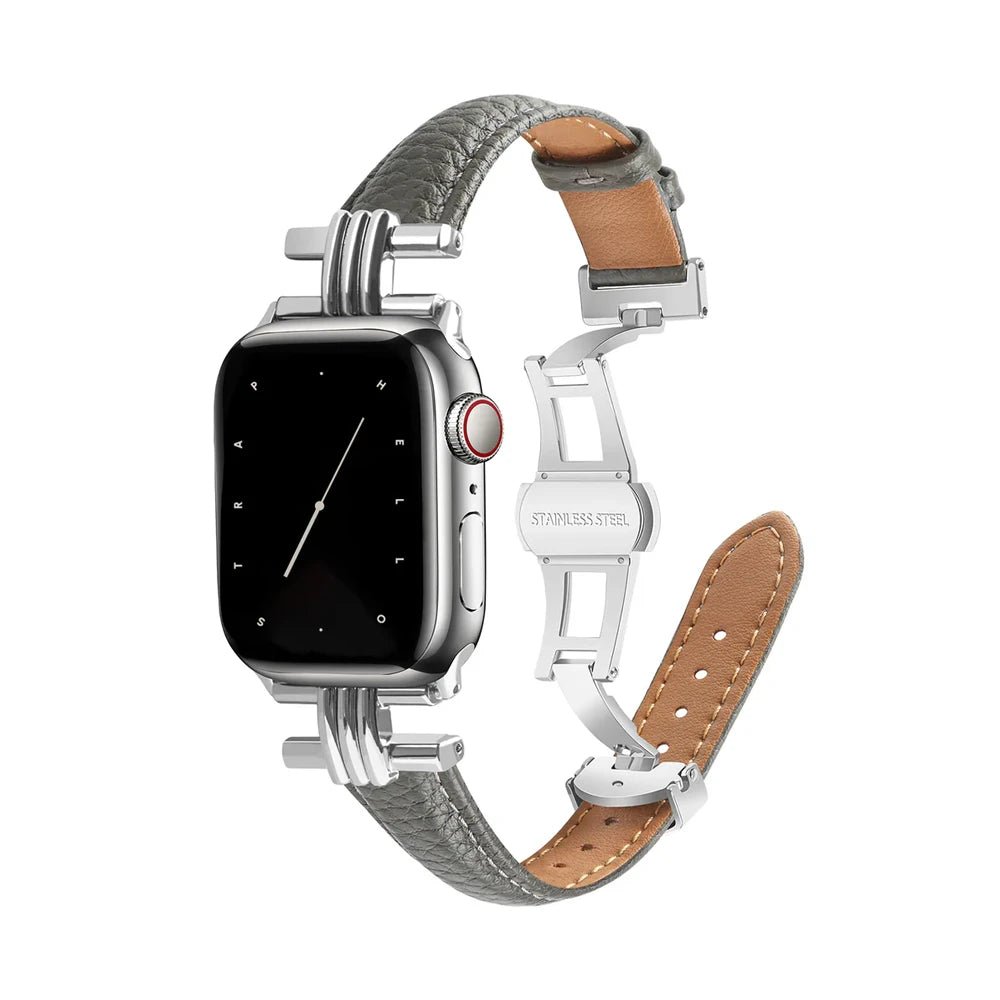 Damen Echtes Leder & Edelstahlarmband für Apple Watch