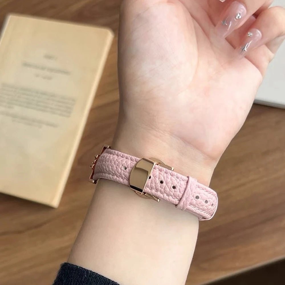 Damen Echtes Leder & Edelstahlarmband für Apple Watch