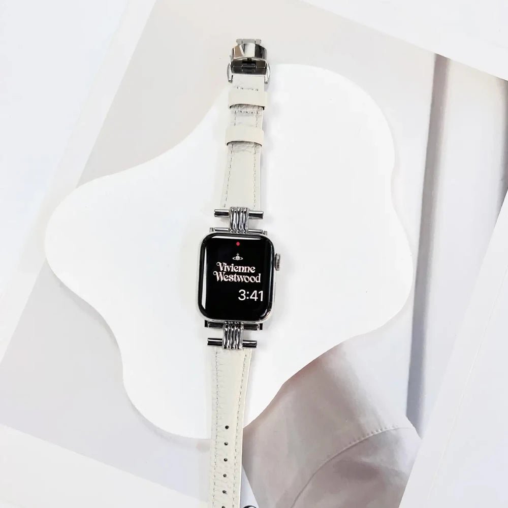 Damen Echtes Leder & Edelstahlarmband für Apple Watch