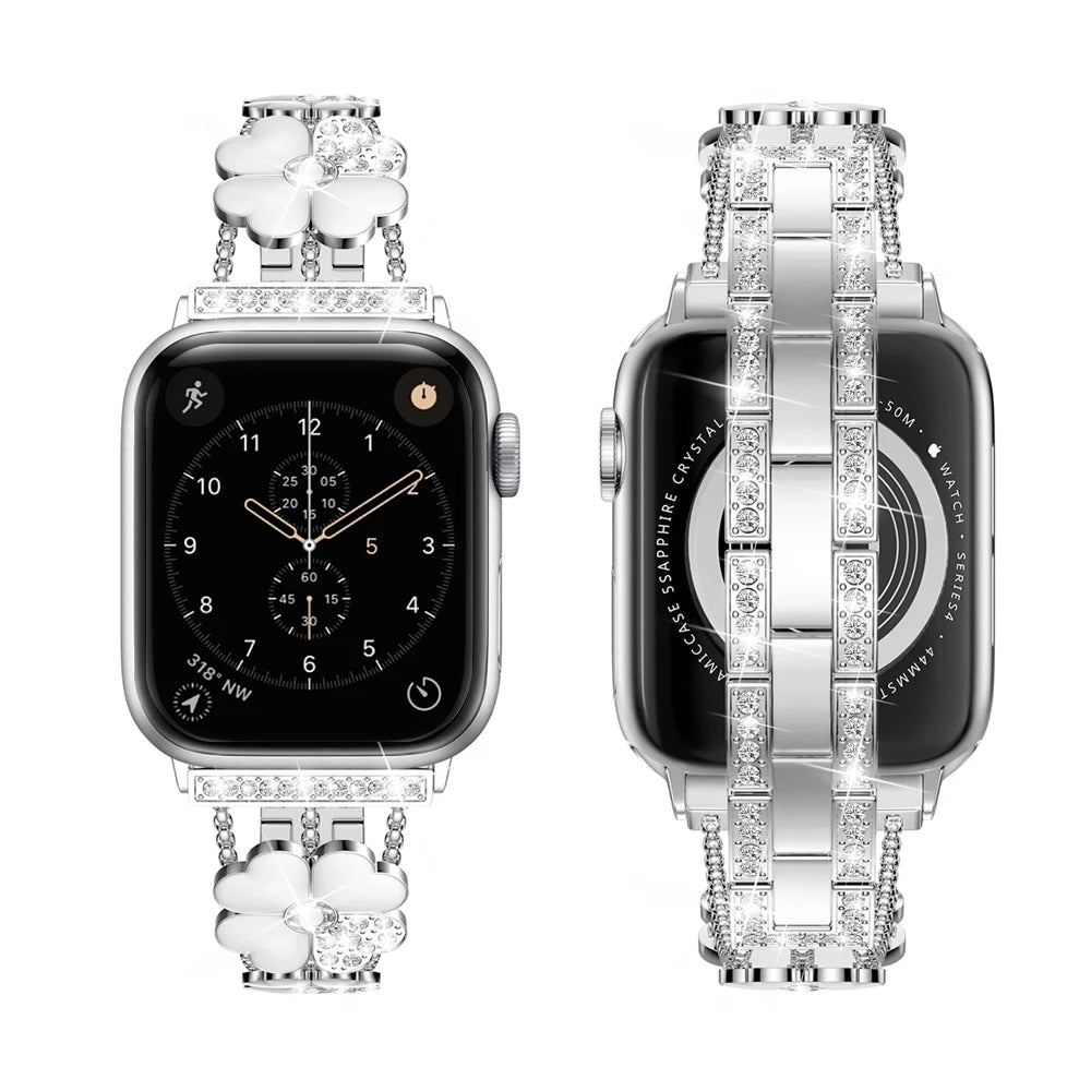 Damen Lucky Clover Strass Apple Watch Band
