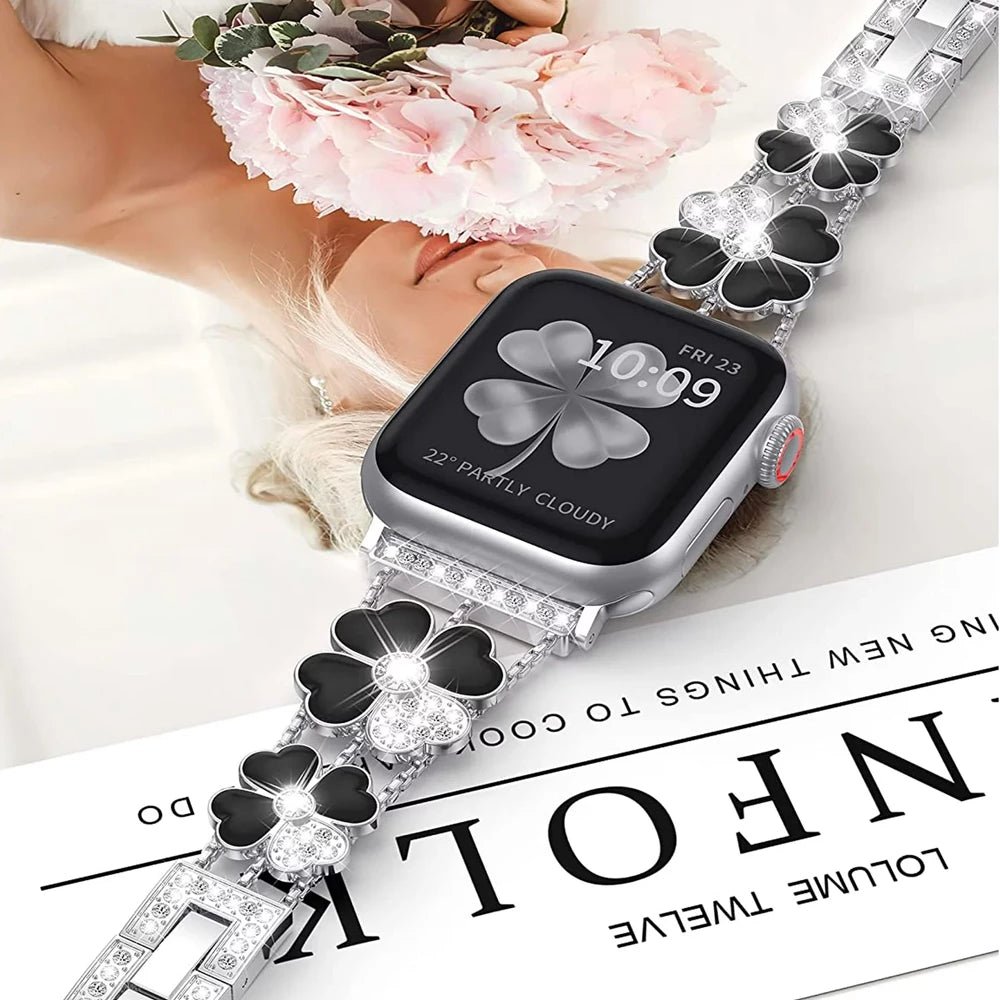 Damen Lucky Clover Strass Apple Watch Band