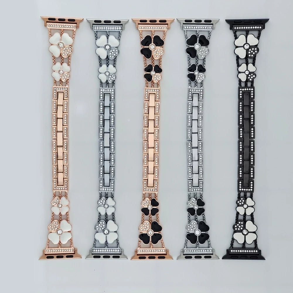 Damen Lucky Clover Strass Apple Watch Band