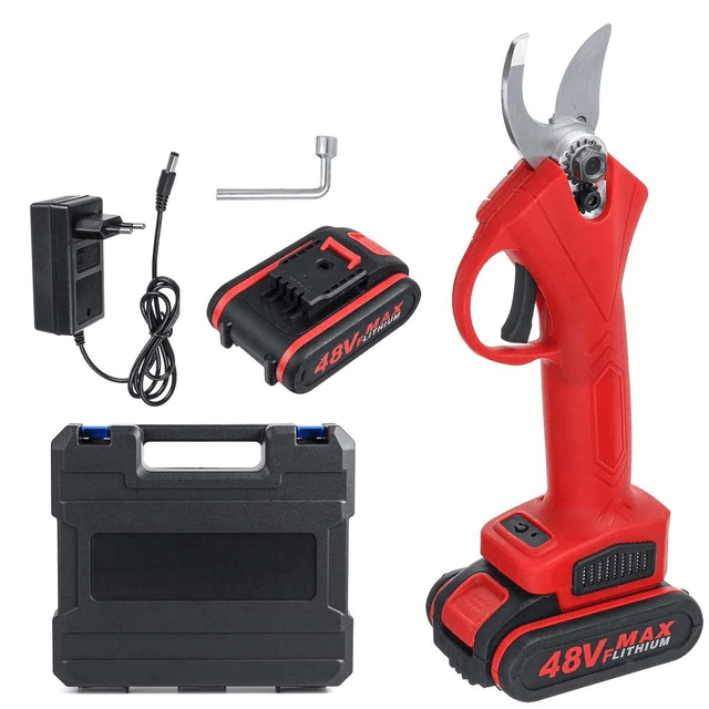 Akku-Gartenscheren-Set mit 2 Akkus und Koffer
