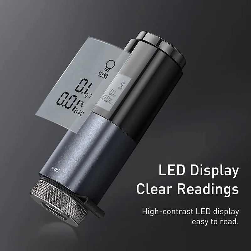 Tragbarer Digitaler Alkoholtester, kontaktlos &amp; wiederaufladbar, LED-Anzeige mit Warnsignalen