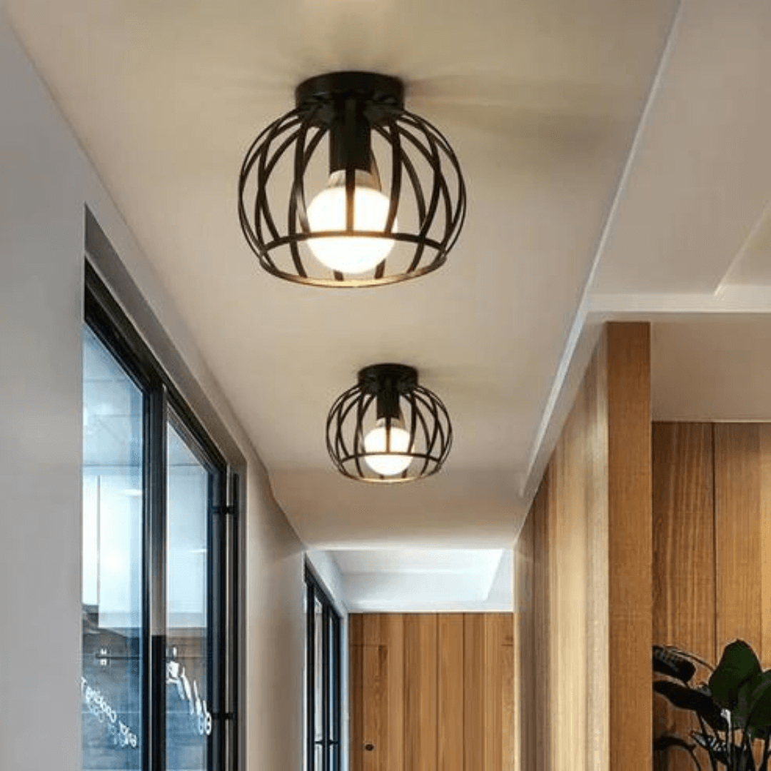 Industrielle Deckenleuchte Schwarz Metall Design