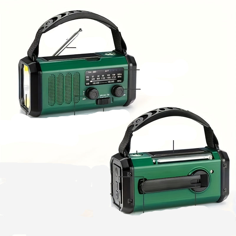 Solar-Notfunkradio mit Powerbank – Handkurbel &amp; LED-Taschenlampe für Camping und Outdoor-Nutzung