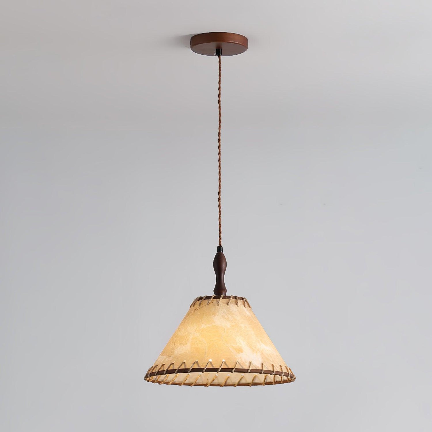 Holz &amp; Stoff Hängeleuchte