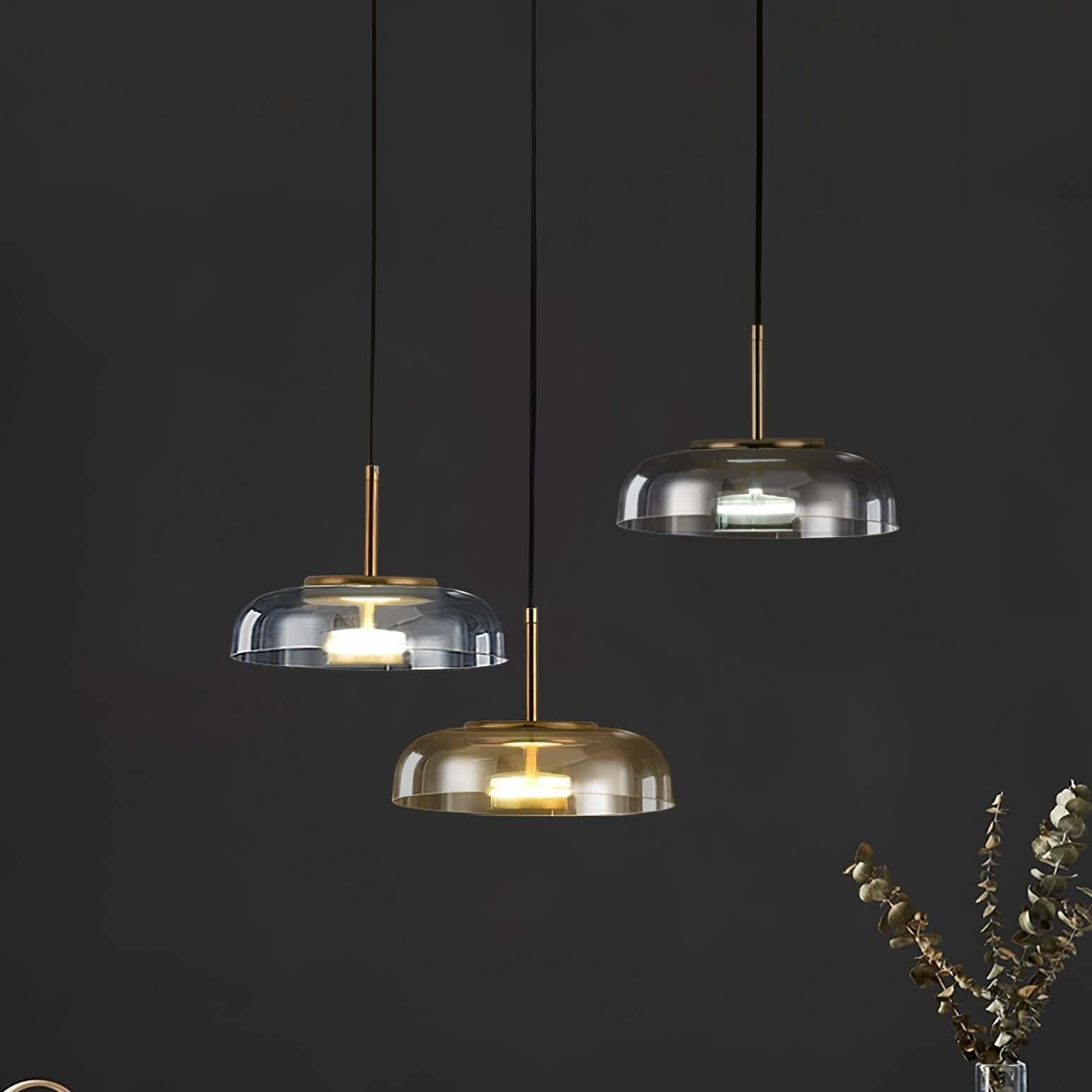 Moderne Pendelleuchte - Messing &amp; Glas