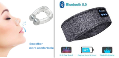 Kabellose Bluetooth-Schlafkopfhörer, Stirnband, dünn, weich, elastisch, bequem, Musik-Ohrhörer, Augenmaske für Seitenschläfer, Sport