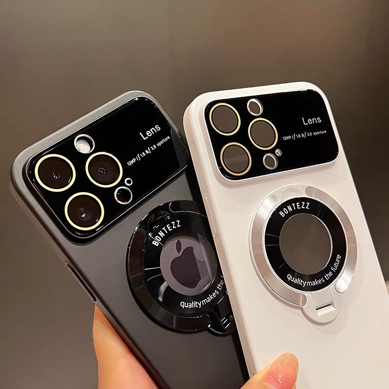 MagSafe iPhone-Hülle mit integriertem Ständer und großem Fensterdesign