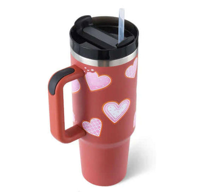 Isolierbecher mit Griff &amp; Strohhalm - Kaffeebecher &amp; Wasserflasche