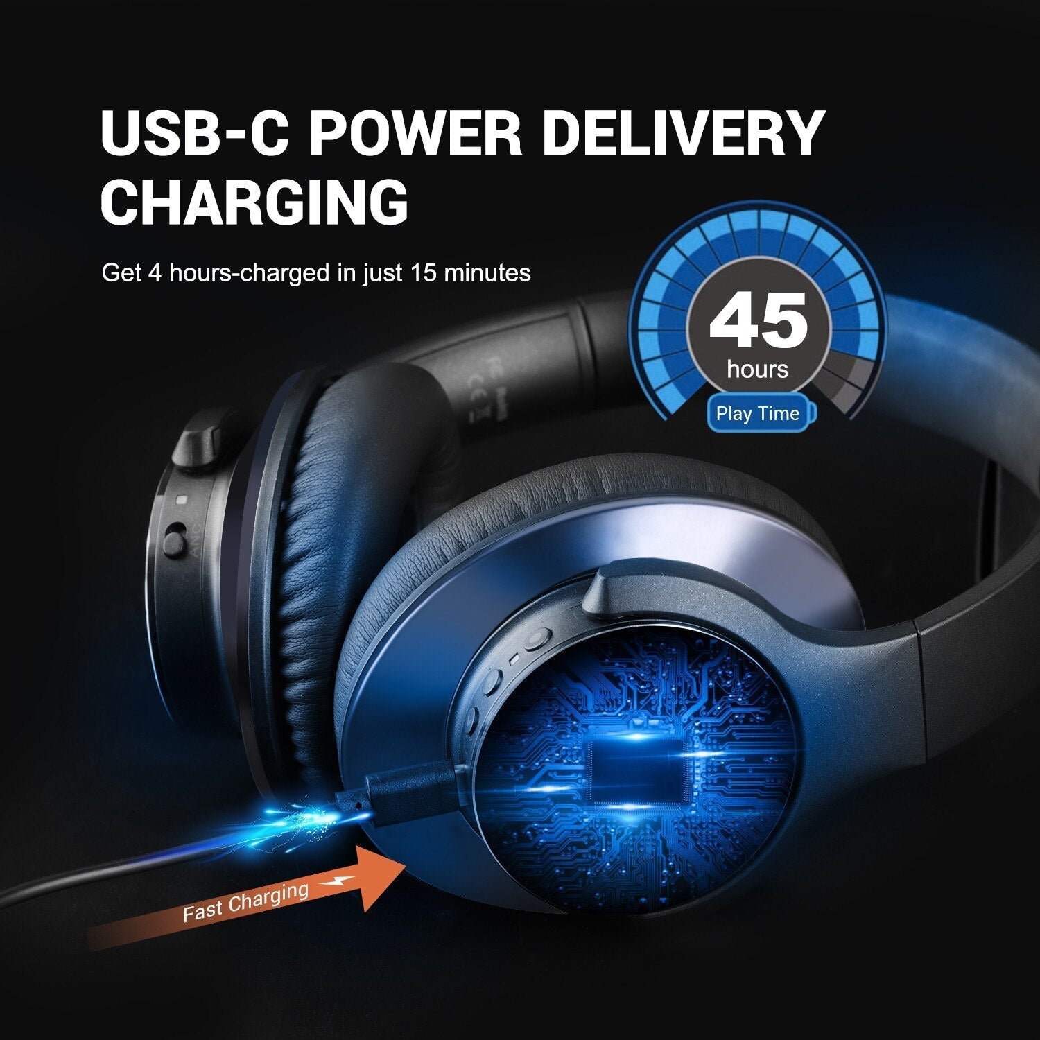 OneOdio A-Serie Aktive Geräuschunterdrückende Drahtlose Kopfhörer – Over-Ear Komfort | Bluetooth 5.0 - Eingebaute Mikrofon, Typ C Ladeanschluss &amp; Tragetasche