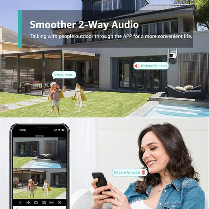 6MP Dual Lens PTZ Outdoor Wifi Dome Kamera mit menschlicher Erkennung &amp; Farb-Nachtsicht - ICSEE App, EU Stecker