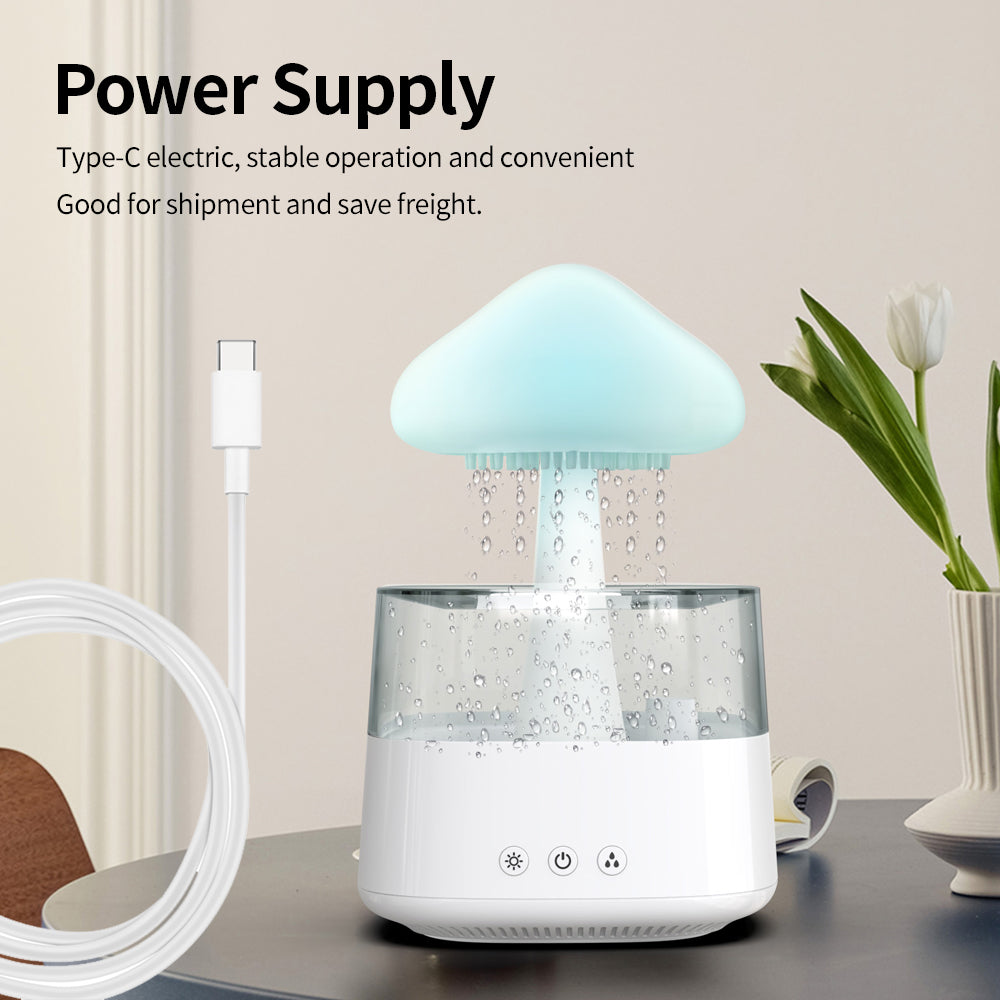 Regenwolken Luftbefeuchter Rain Cloud Humidifier Pilzförmig mit Regentropfen Funktion