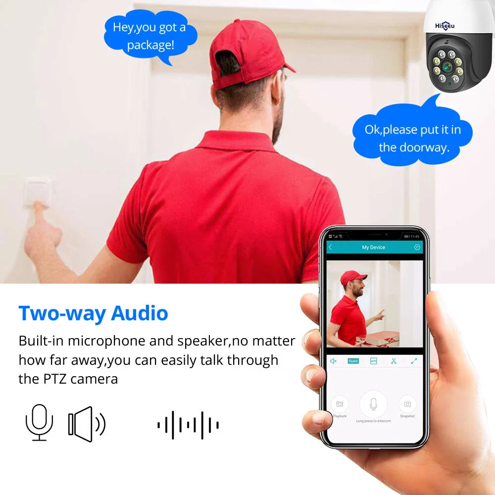 Hiseeu Outdoor PTZ IP Kamera 3MP/5MP, KI Menschenerkennung, H.265X Wireless WiFi, iCsee P2P Sicherheitsüberwachung