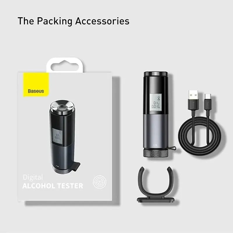 Tragbarer Digitaler Alkoholtester, kontaktlos &amp; wiederaufladbar, LED-Anzeige mit Warnsignalen
