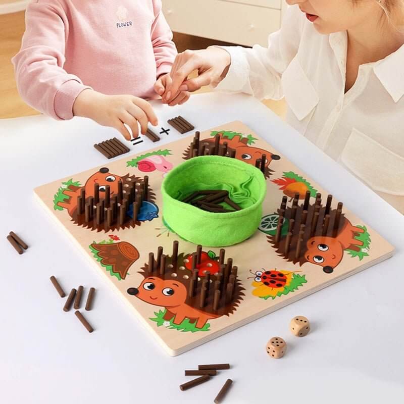Montessori Holz-Rechenspiel Igel - Zähl- &amp; Lernspaß
