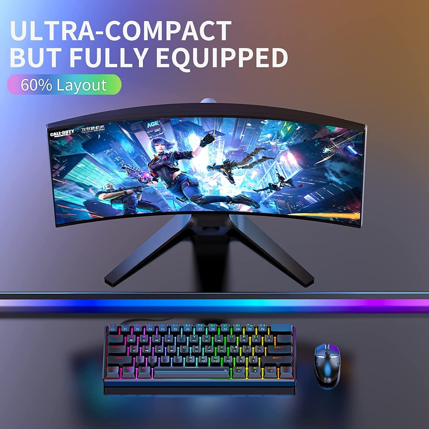 TH61 60% Mechanische Gaming-Tastatur, RGB-Hintergrundbeleuchtung Kabelgebundene Ultra-kompakte Mini Mechanische Tastatur Volltasten programmierbar Schwarz