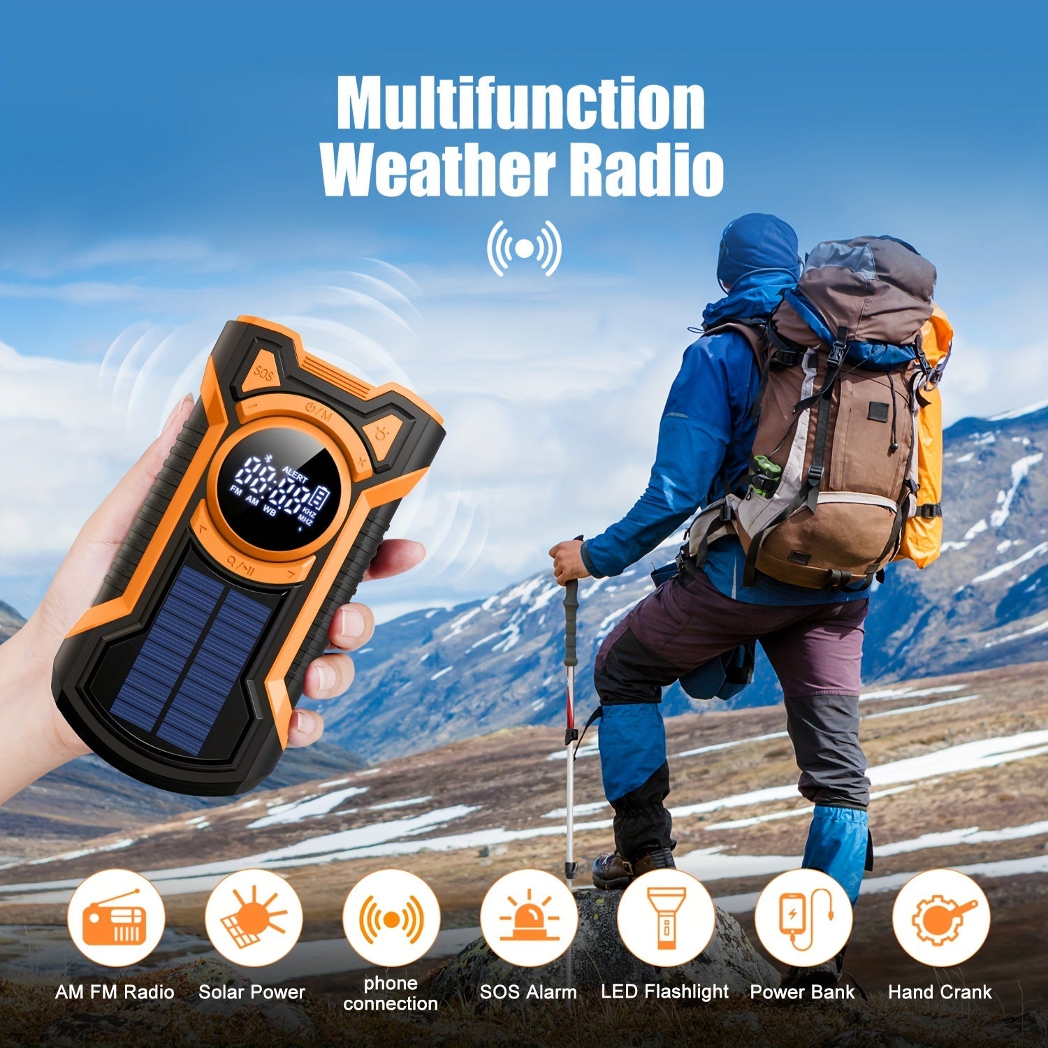 All-in-One Notfallradio mit Handkurbel und Solarpanel – Zum Campen und in Notsituationen