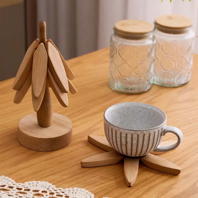 Holzbäume Untersetzer Set - Tischschutz Deko