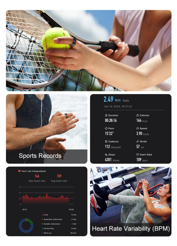 VitalLink Serie 2 Smart Fitness Tracking Ring mit Herzfrequenzmonitor und Schlafanalyse zur Gesundheits- und Aktivitätsüberwachung