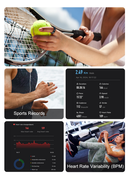 VitalLink Serie 2 Smart Fitness Tracking Ring mit Herzfrequenzmonitor und Schlafanalyse zur Gesundheits- und Aktivitätsüberwachung