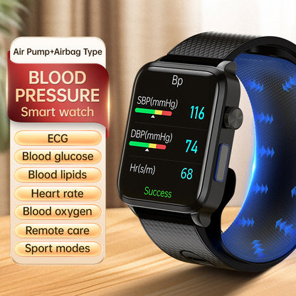 Hochpräzise Airbag-Blutdruck-Smartwatch ECG-Herzfrequenz-Blutzucker Harnsäure Blutfette Blutsauerstoff Schlaf