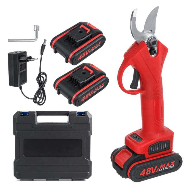 Akku-Gartenscheren-Set mit 2 Akkus und Koffer