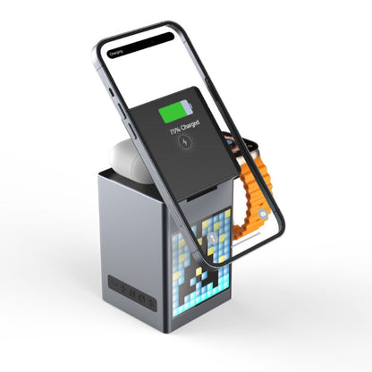 Vielseitiges 6-in-1 Wireless Ladegerät – Uhr, Lautsprecher &amp; mehr!