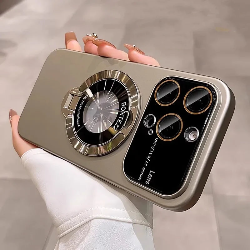 360° drehbare Magnetic Case mit verbessertem Kamera Schutz und Metall Akzenten
