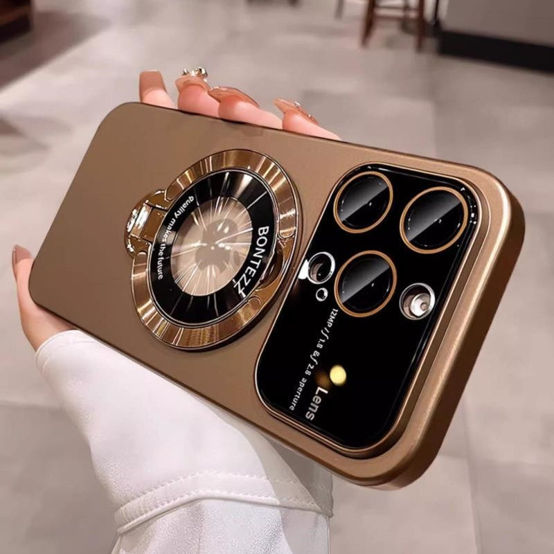 Leder-Handyhülle mit 360° drehbarem Magnetständer und Anti-Fingerprint-Oberfläche