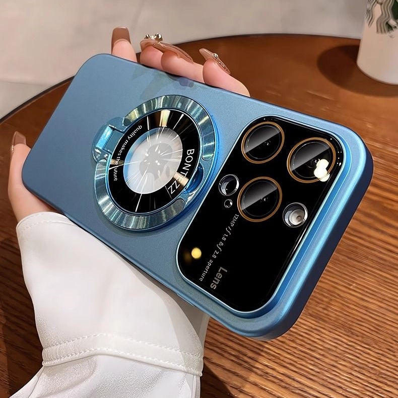 Leder-Handyhülle mit 360° drehbarem Magnetständer und Anti-Fingerprint-Oberfläche
