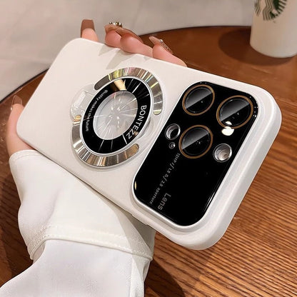 Leder-Handyhülle mit 360° drehbarem Magnetständer und Anti-Fingerprint-Oberfläche