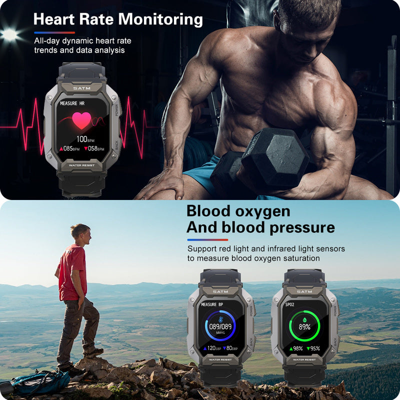 TacticalEdge Militär Smartwatch: Robuste Herren Militäruhren - Strapazierfähig, Multifunktional, Ideal für Outdoor-Abenteuer