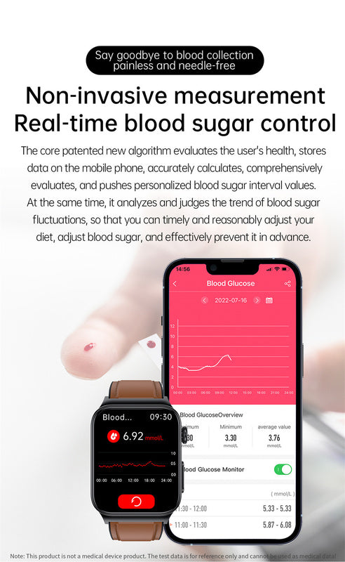 GlucoseGuardian Smartwatch: Präzisions-Blutglukosesensor &amp; Monitor - Essentielle Gesundheitsuhr für das Management des Blutzuckers