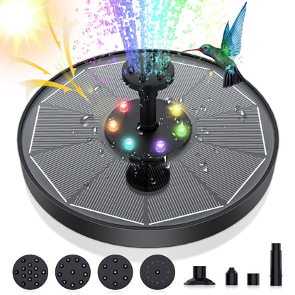Solar Springbrunnenpumpe für Garten – Ohne Strom, 4 Düsen, 50 cm Höhe, für Vogelbad &amp; Teich