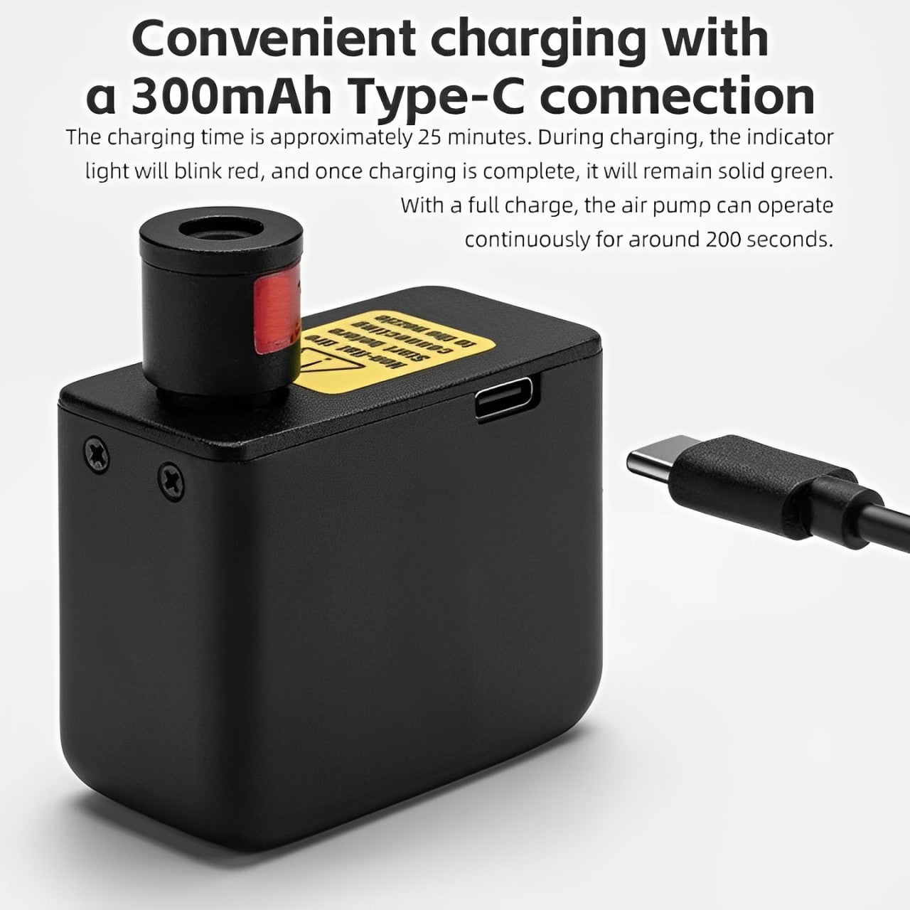 Ultra-kompakte Mini-Elektropumpen für Fahrräder mit Type-C wiederaufladbarem Akku – Passt auf Schrader- und Presta-Ventile