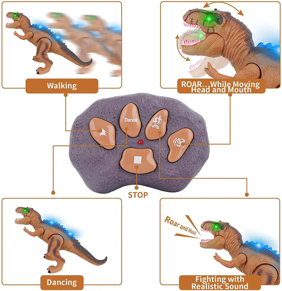 Fernbedienung T-Rex Dinosaurier mit LED-Beleuchtung, gehend &amp; brüllend realistische Dinosaurier-Spielzeuge