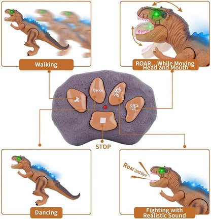 Fernbedienung T-Rex Dinosaurier mit LED-Beleuchtung, gehend &amp; brüllend realistische Dinosaurier-Spielzeuge