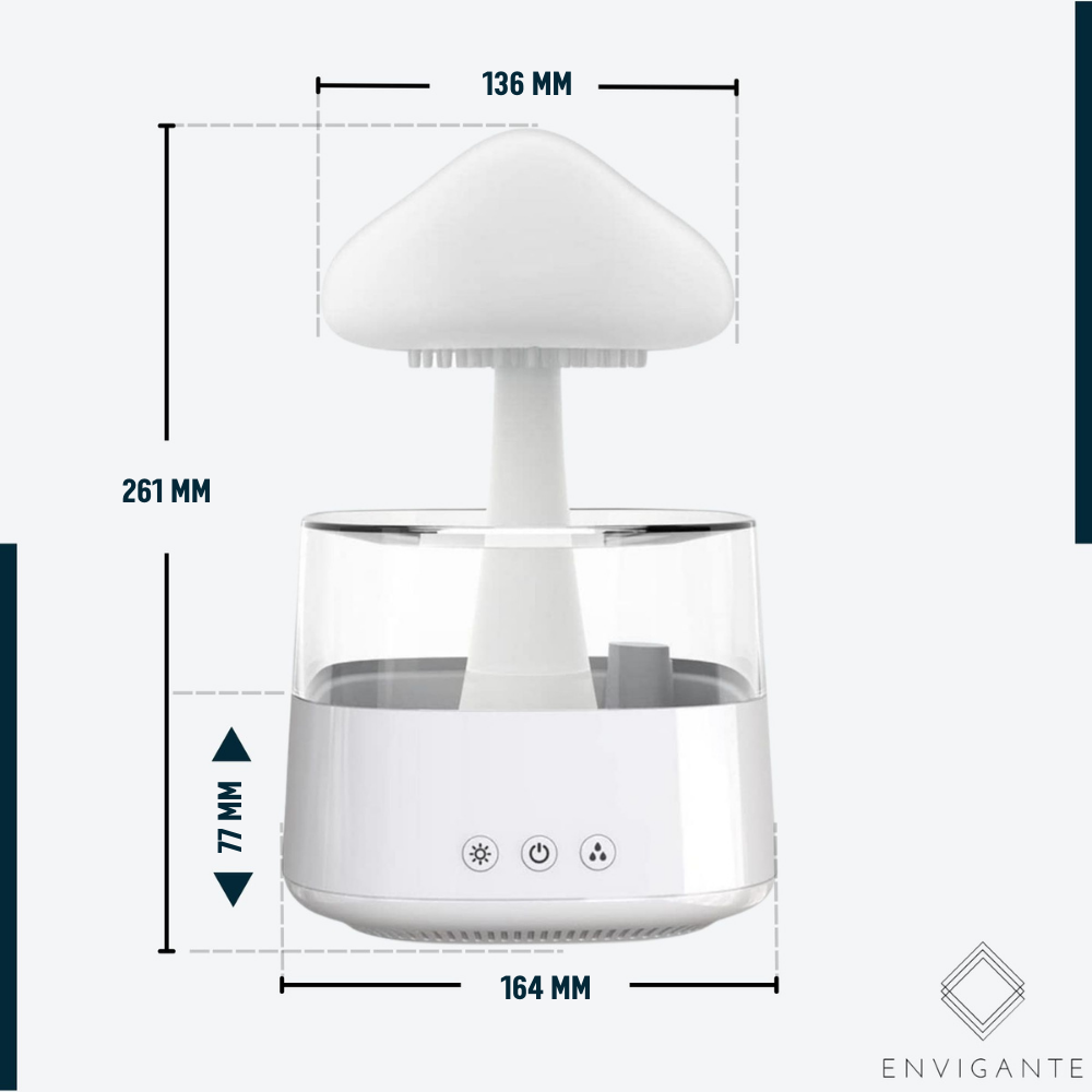 Envigante 4-in-1 Regentropfen-Luftbefeuchter | Luftbefeuchter | Aromadiffusor | Weiße Rauschmaschine | Schlaftrainer