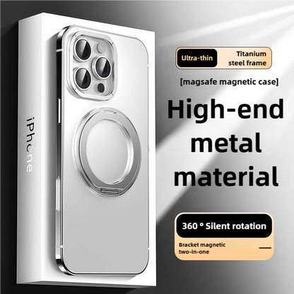 Ultra-dünne Titanstahlrahmen MagSafe Handyhülle mit 360 Silent Rotation für iPhone