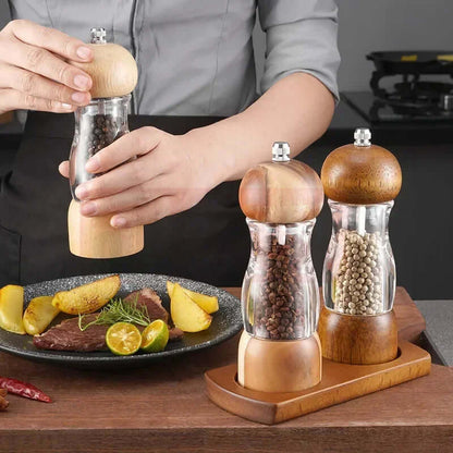 Holzpfeffermühle &amp; Salzstreuer Set - Küchengewürzmühlen