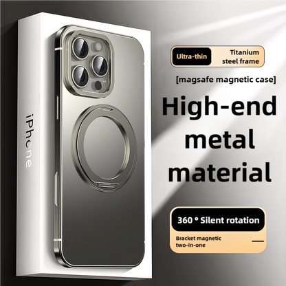 Ultra-dünne Titanstahlrahmen MagSafe Handyhülle mit 360 Silent Rotation für iPhone