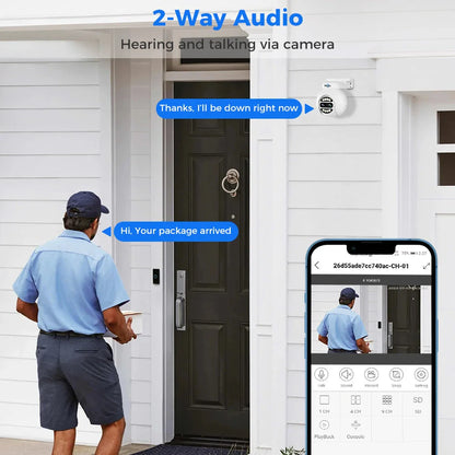 Hiseeu Dual Lens 4MP PTZ POE IP Kamera - 8X Zoom, Vollfarb-Nachtsicht, 2-Wege-Audio, H.265+, IP65 Wasserdicht CCTV Überwachung