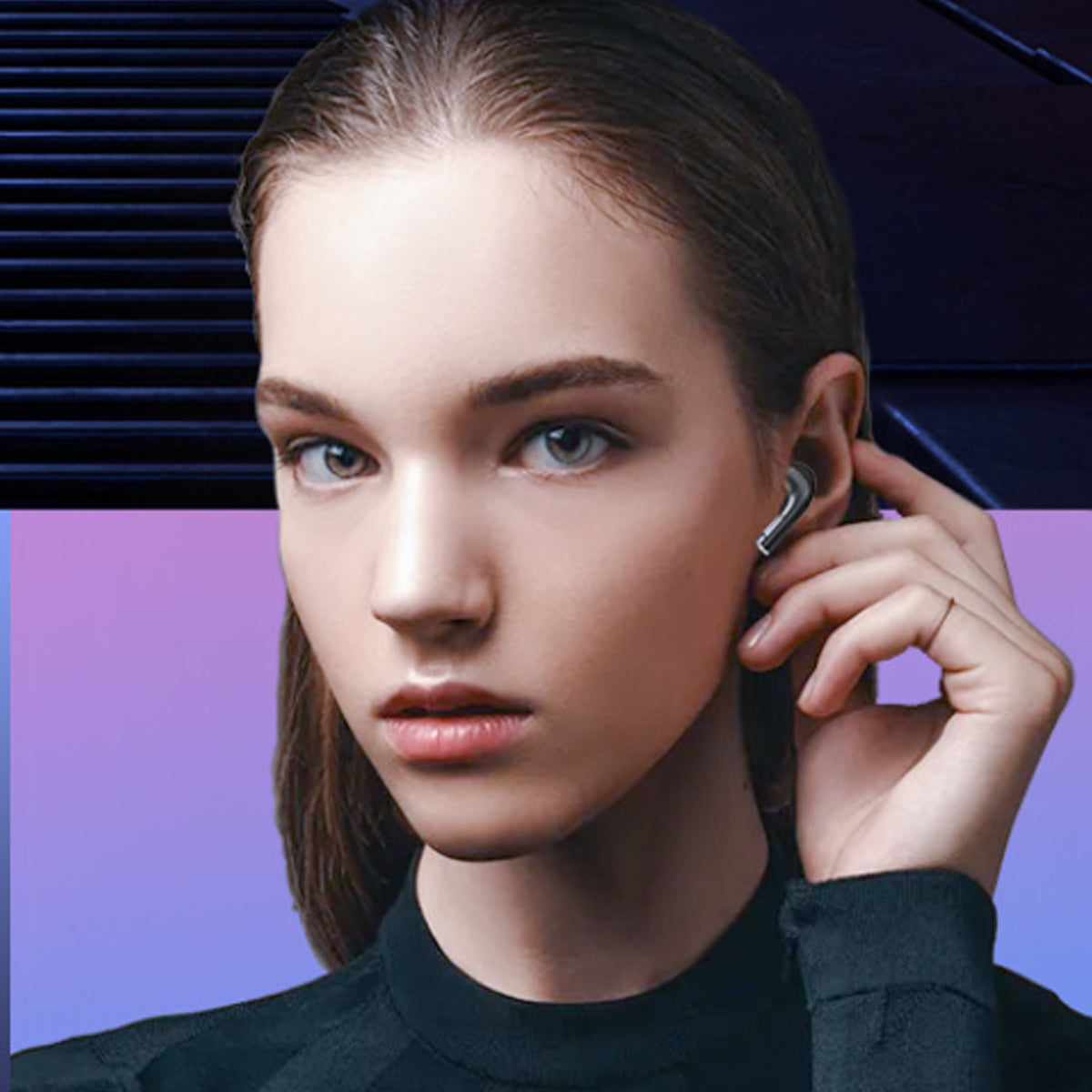 Klarer Bluetooth-Kopfhörer mit Ladegerät