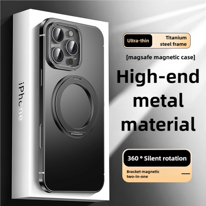 Ultra-dünne Titanstahlrahmen MagSafe Handyhülle mit 360 Silent Rotation für iPhone