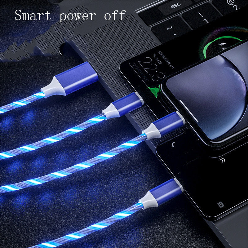 3 in 1 Micro USB Typ C Kabel LED fließendes Licht Typ C Chager Kabel Handy Ladekabel