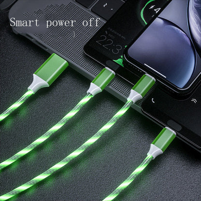 3 in 1 Micro USB Typ C Kabel LED fließendes Licht Typ C Chager Kabel Handy Ladekabel