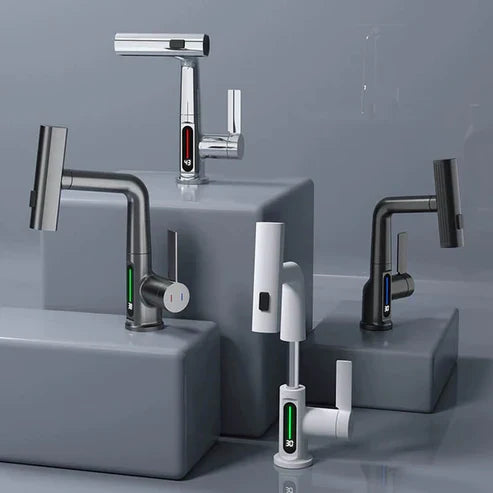 WaterMaster Flexibler LED Küche &amp; Bad Wasserhahn – 360° Schwenkbar, Herausziehbarer Schlauch &amp; 5 Sprühmodi